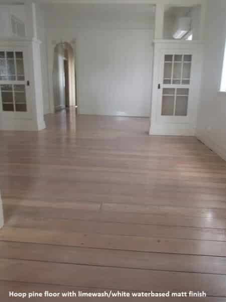Pine floor with white finish