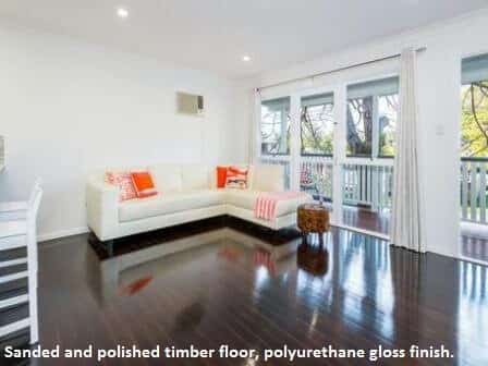 timber floor with a polyurethane gloss finish