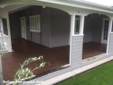 Before photo hardwood decking