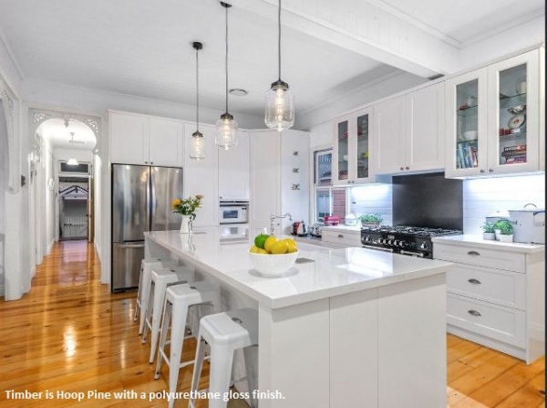 Timber is hoop pine with a polyurethane gloss finish