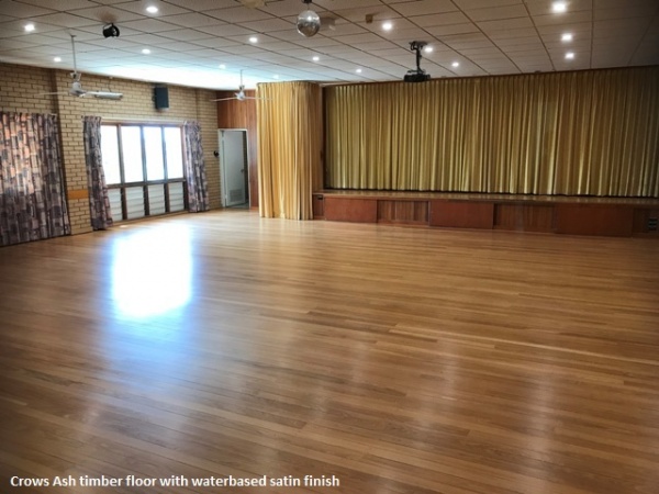 Timber floor with water based satin finish