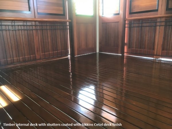 Internal timber deck with shutters