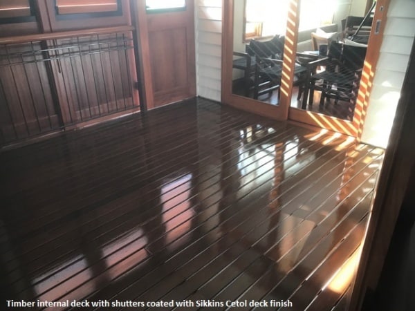 Internal timber deck coated with Sikkens