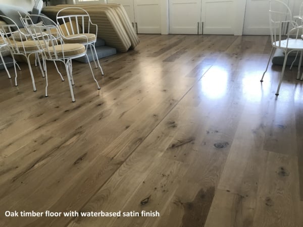 Oak timber floor with waterbased satin finish