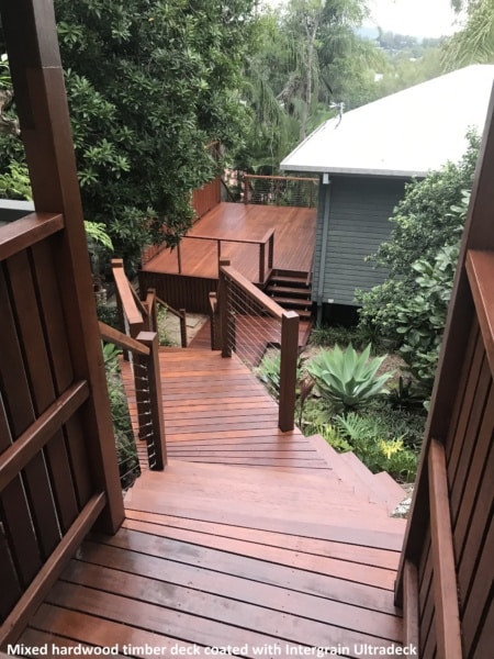 Mixed hardwood timber deck