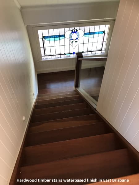 Hardwood timber stairs waterbased finish in East Brisbane