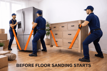 Before floor sanding start, furniture removal